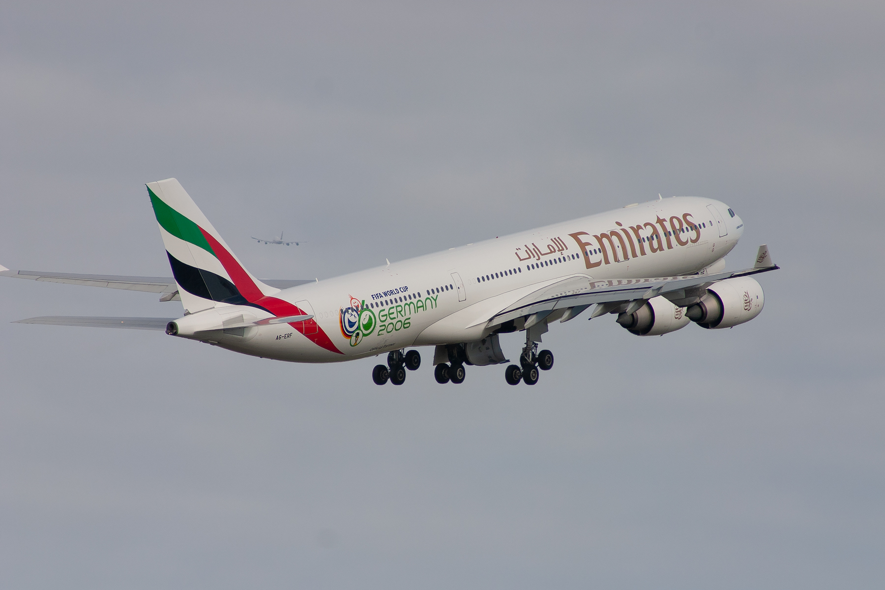 Emirates Airlines Airbus A340-500 A6-ERF at Kingsford Smith