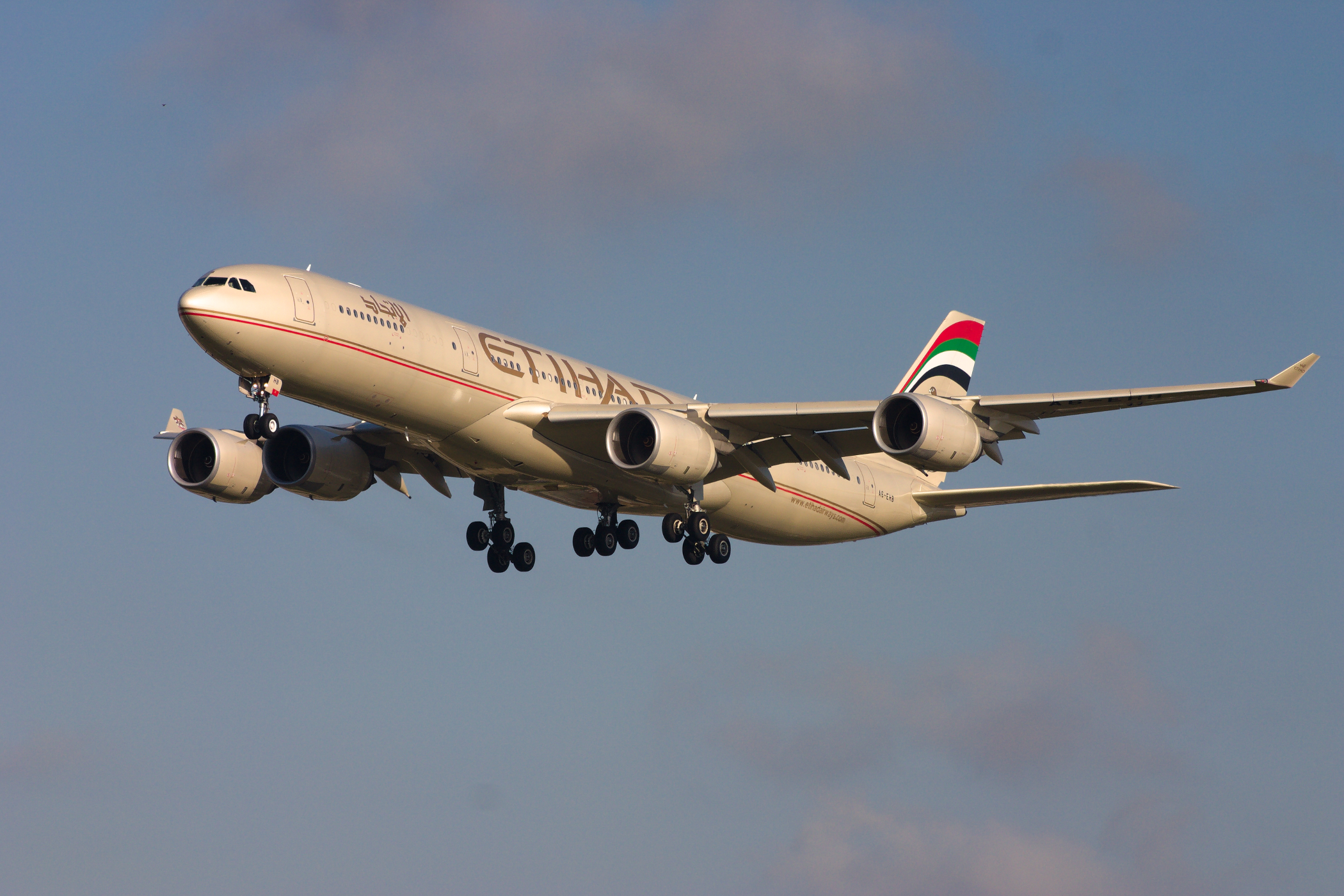 Etihad Airways Airbus A340-500 A6-EHB at Kingsford Smith