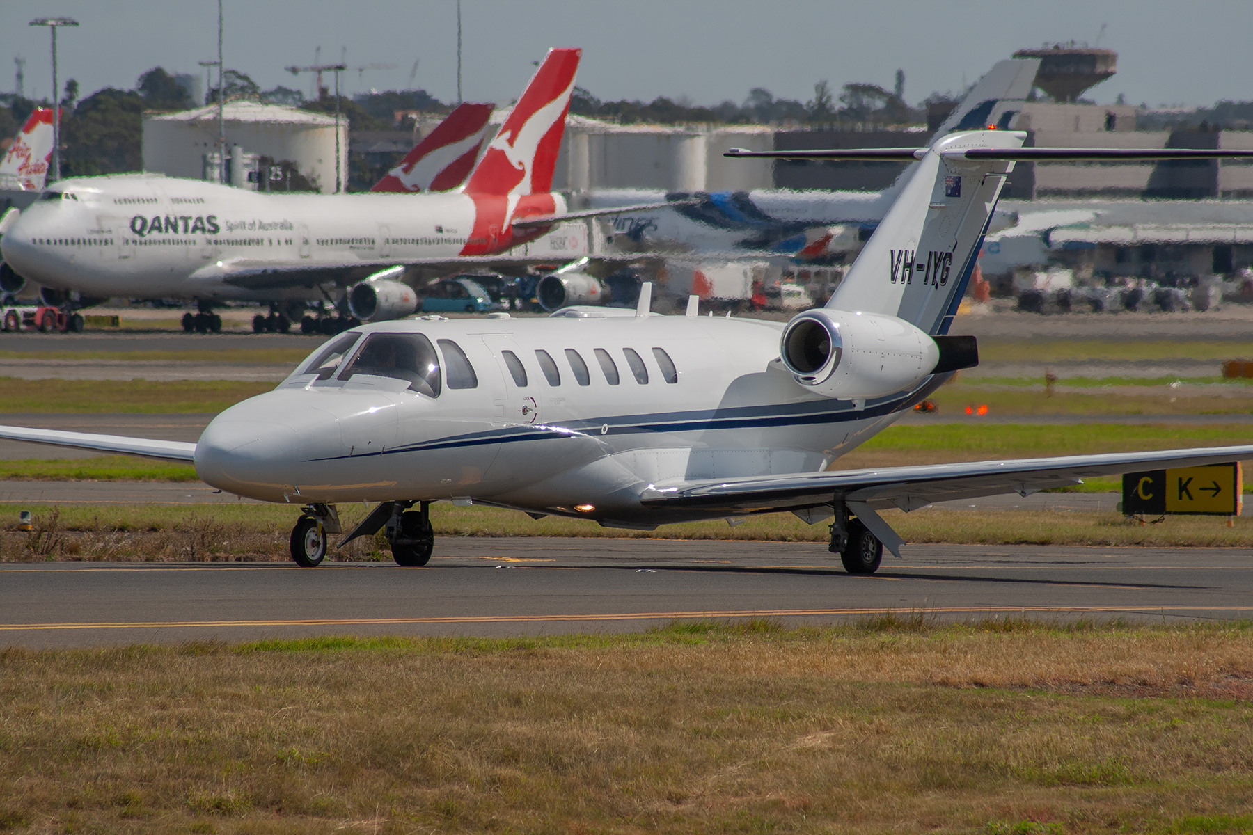 Thomas Foods International (Pty) Cessna CitationJet II VH-IYG at Kingsford Smith