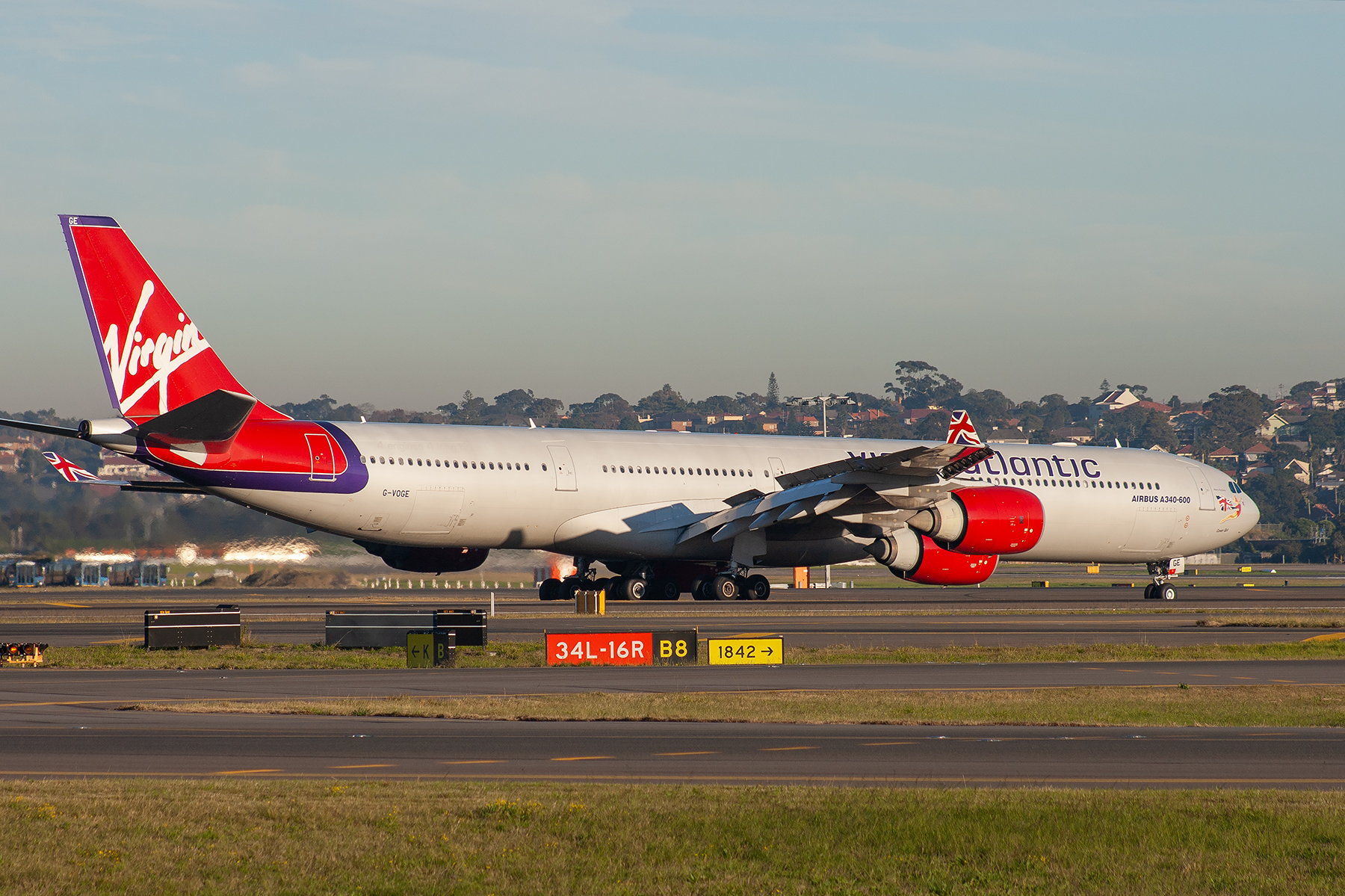 Virgin Atlantic Airways Airbus A340-600 G-VOGE at Kingsford Smith