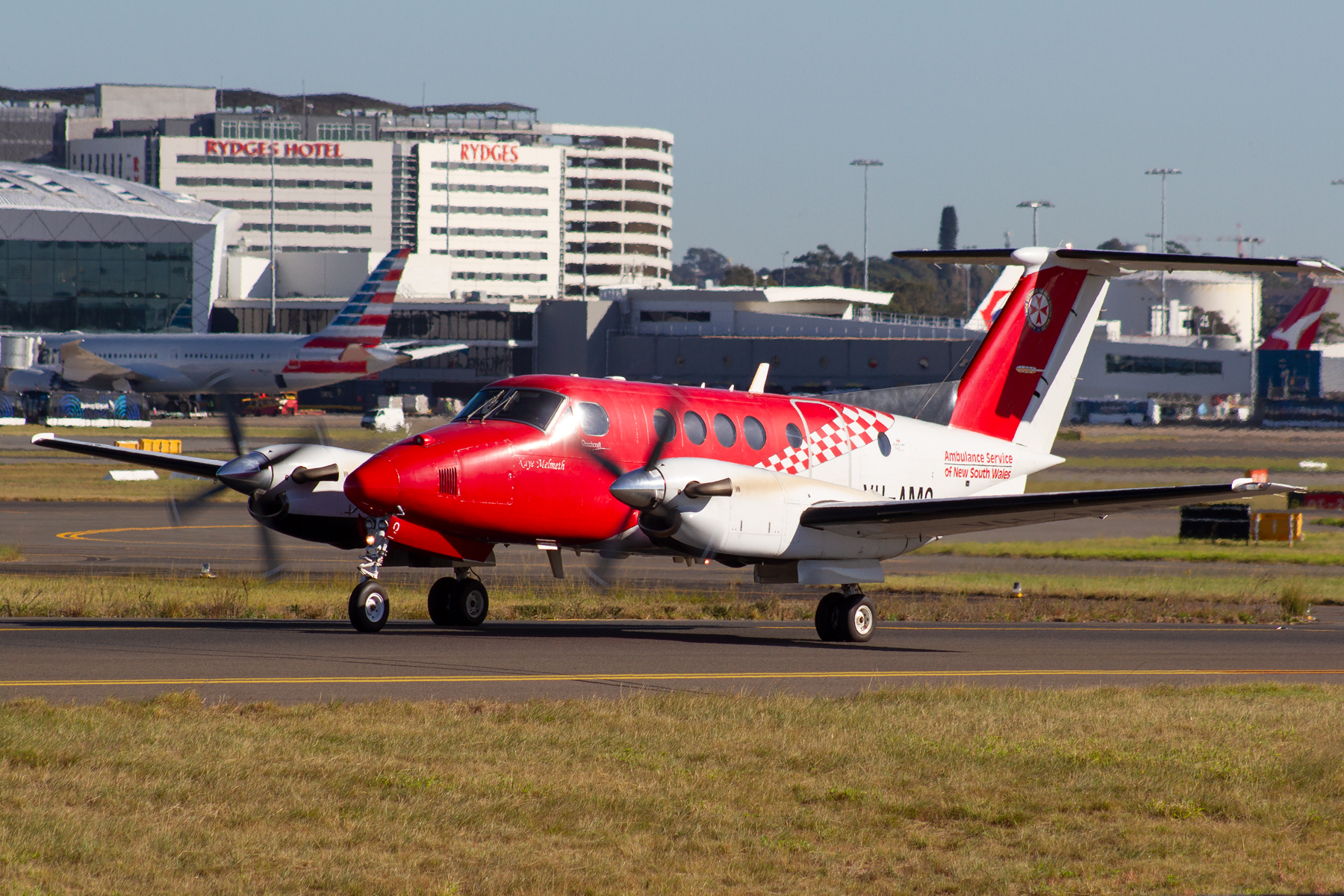 RFDS - Royal Flying Doctor Service (South Eastern Section) Beech King Air 200C VH-AMQ at Kingsford Smith