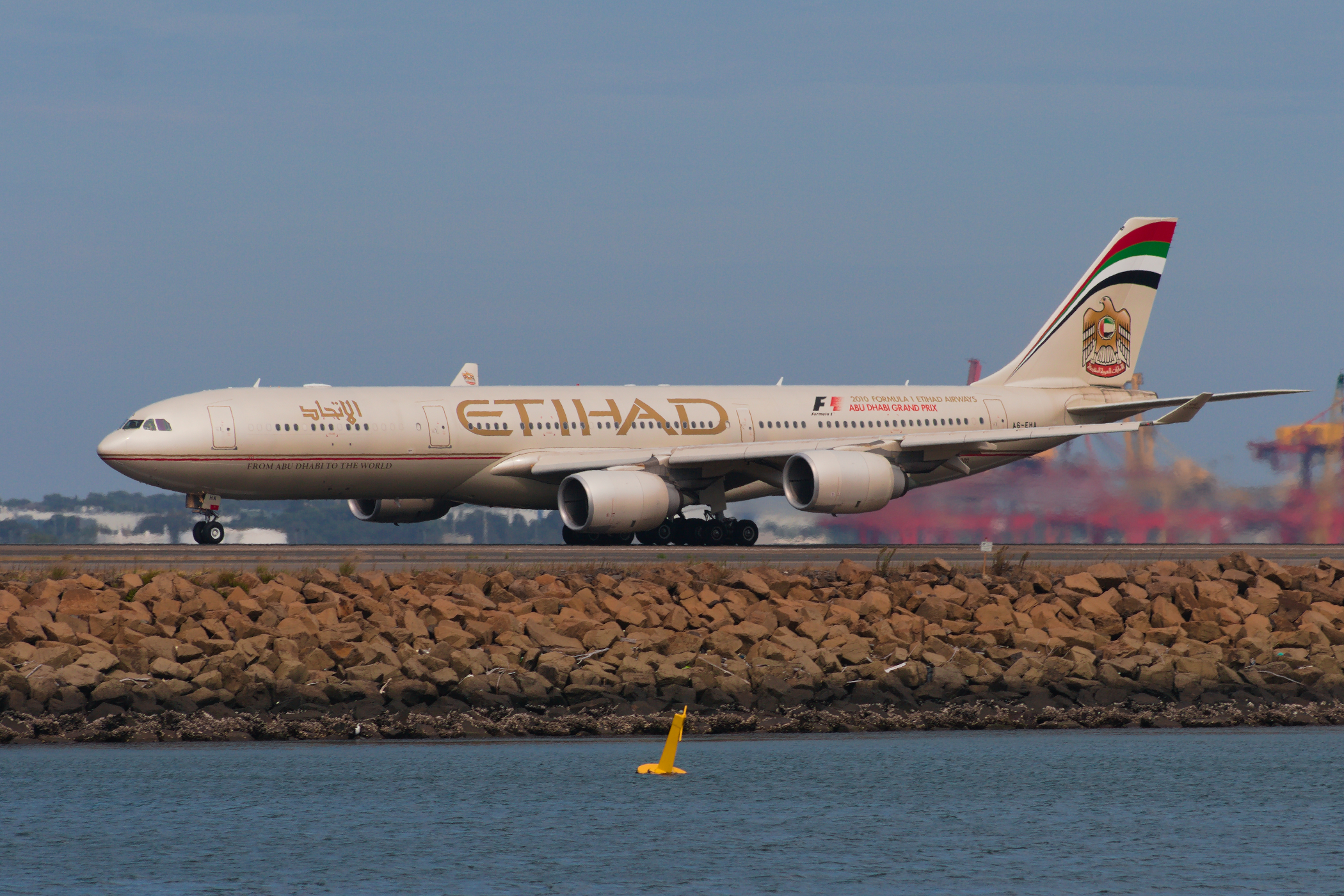 Etihad Airways Airbus A340-500 A6-EHA at Kingsford Smith