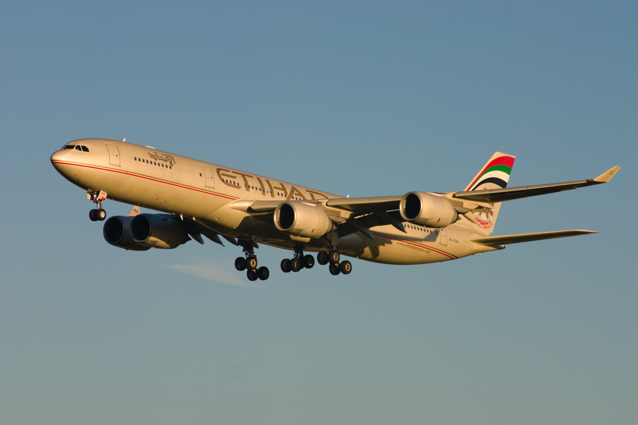 Etihad Airways Airbus A340-500 A6-EHA at Kingsford Smith