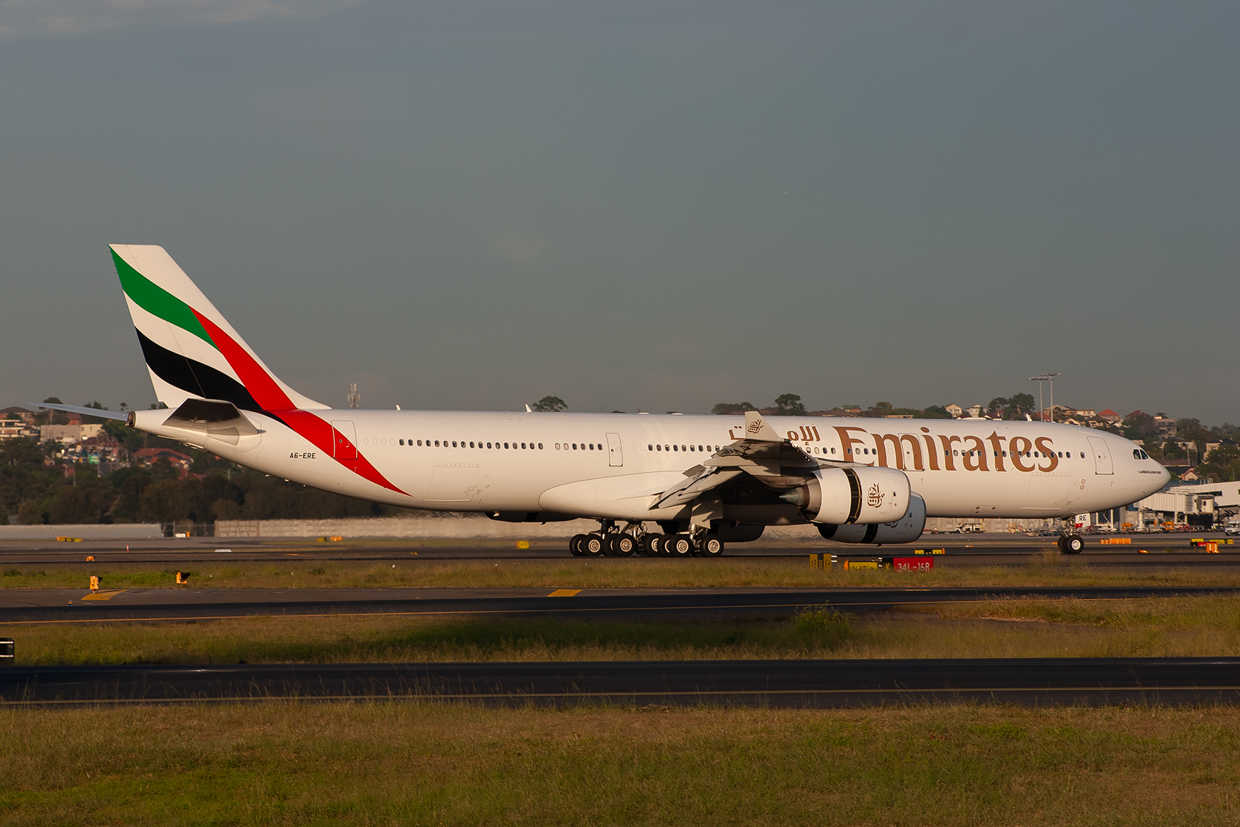 Emirates Airlines Airbus A340-500 A6-ERE at Kingsford Smith