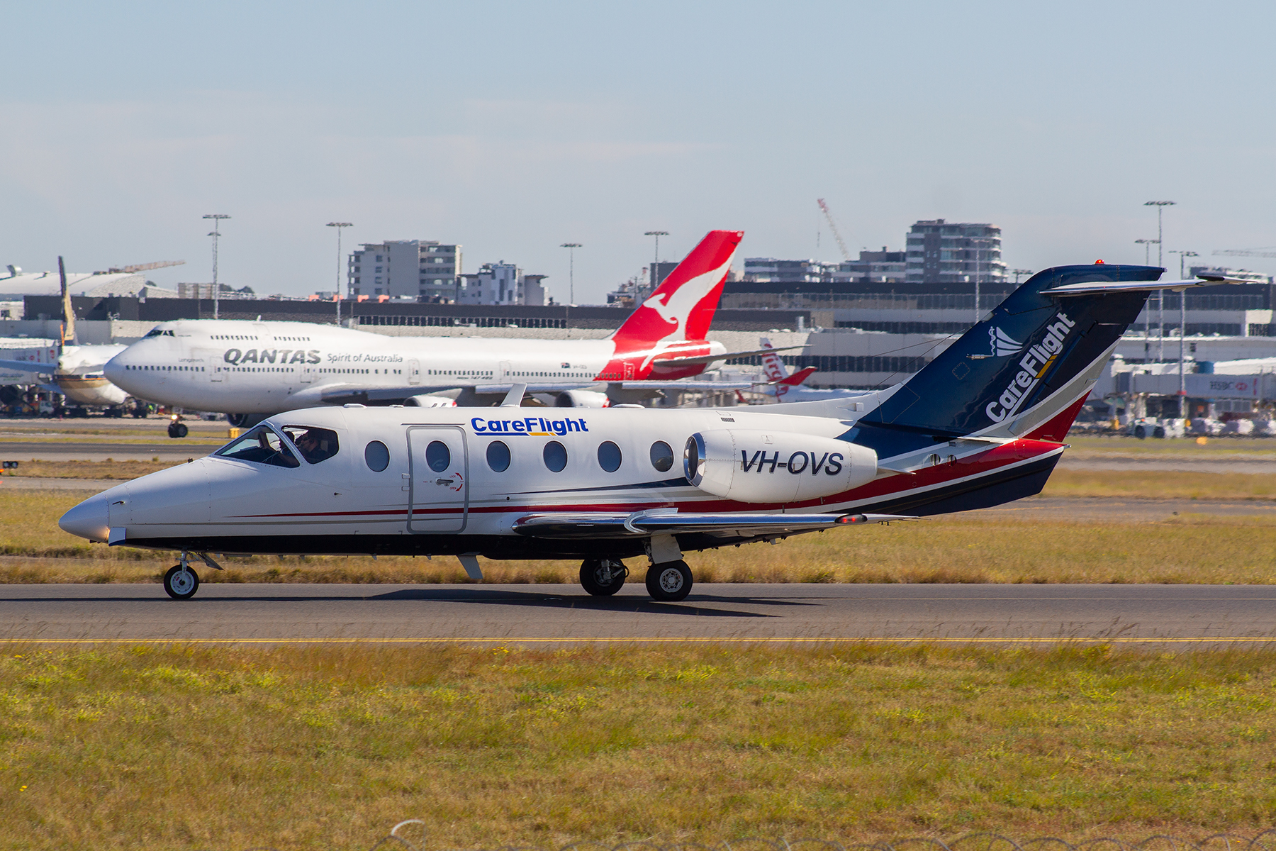 CareFlight Hawker Hawker 400A VH-OVS at Kingsford Smith