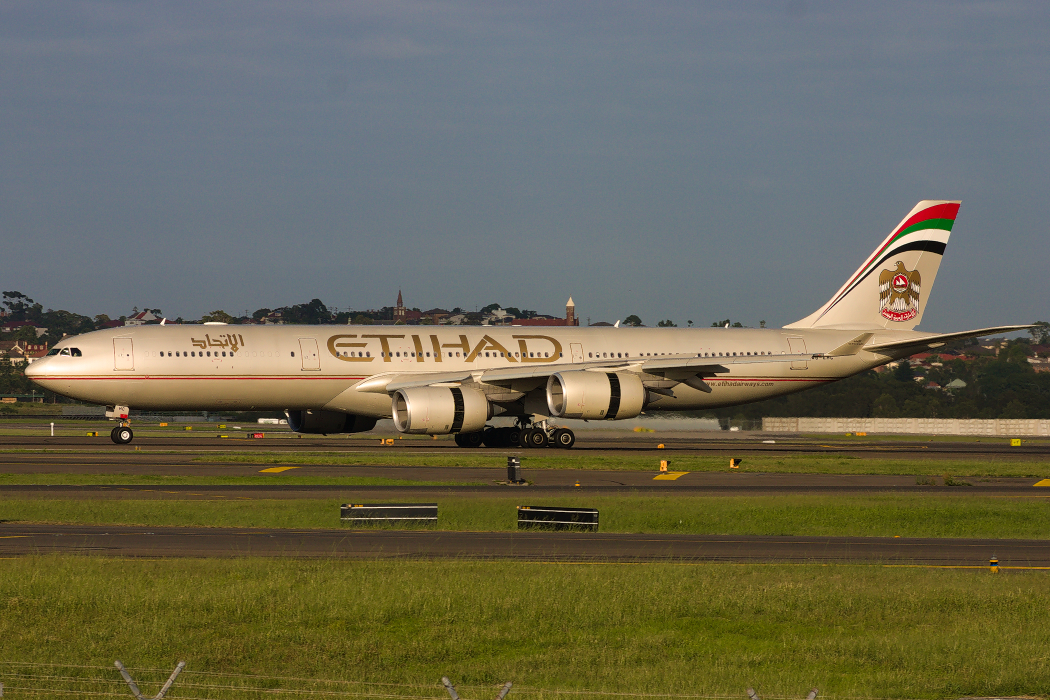 Etihad Airways Airbus A340-500 A6-EHC at Kingsford Smith