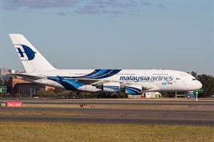 Malaysian Airlines Airbus A380-800 9M-MNF at Kingsford Smith