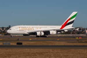Emirates Airlines Airbus A380-800 A6-EOF at Kingsford Smith