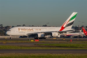 Emirates Airlines Airbus A380-800 A6-EDE at Kingsford Smith