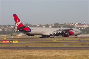 Virgin Atlantic Airways Airbus A340-600 G-VFOX at Kingsford Smith