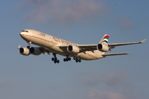Etihad Airways Airbus A340-500 A6-EHB at Kingsford Smith