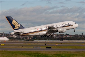 Singapore Airlines Airbus A380-800 9V-SKB at Kingsford Smith