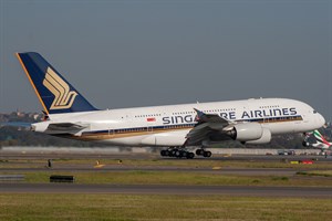 Singapore Airlines Airbus A380-800 9V-SKF at Kingsford Smith