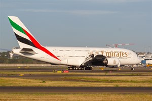Emirates Airlines Airbus A380-800 A6-EDY at Kingsford Smith